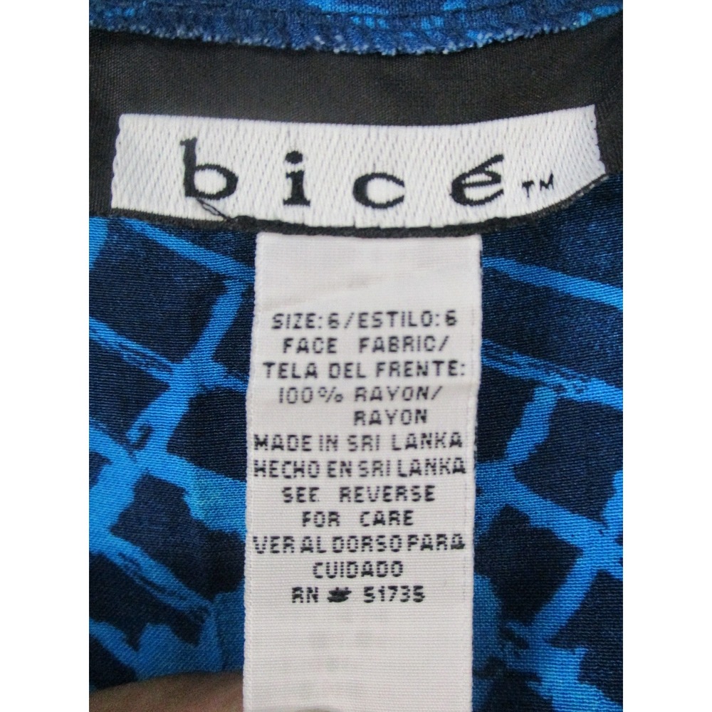 Bice Blue Batik Floral Geometric Print Maxi Skirt Womens Size 6 Rayon Boho - Picture 6 of 9